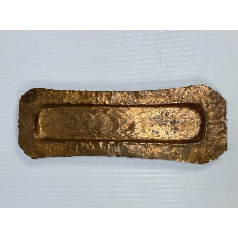 Vintage Desk Set Copper Hand Hammered Pen Tray Ink Blotter